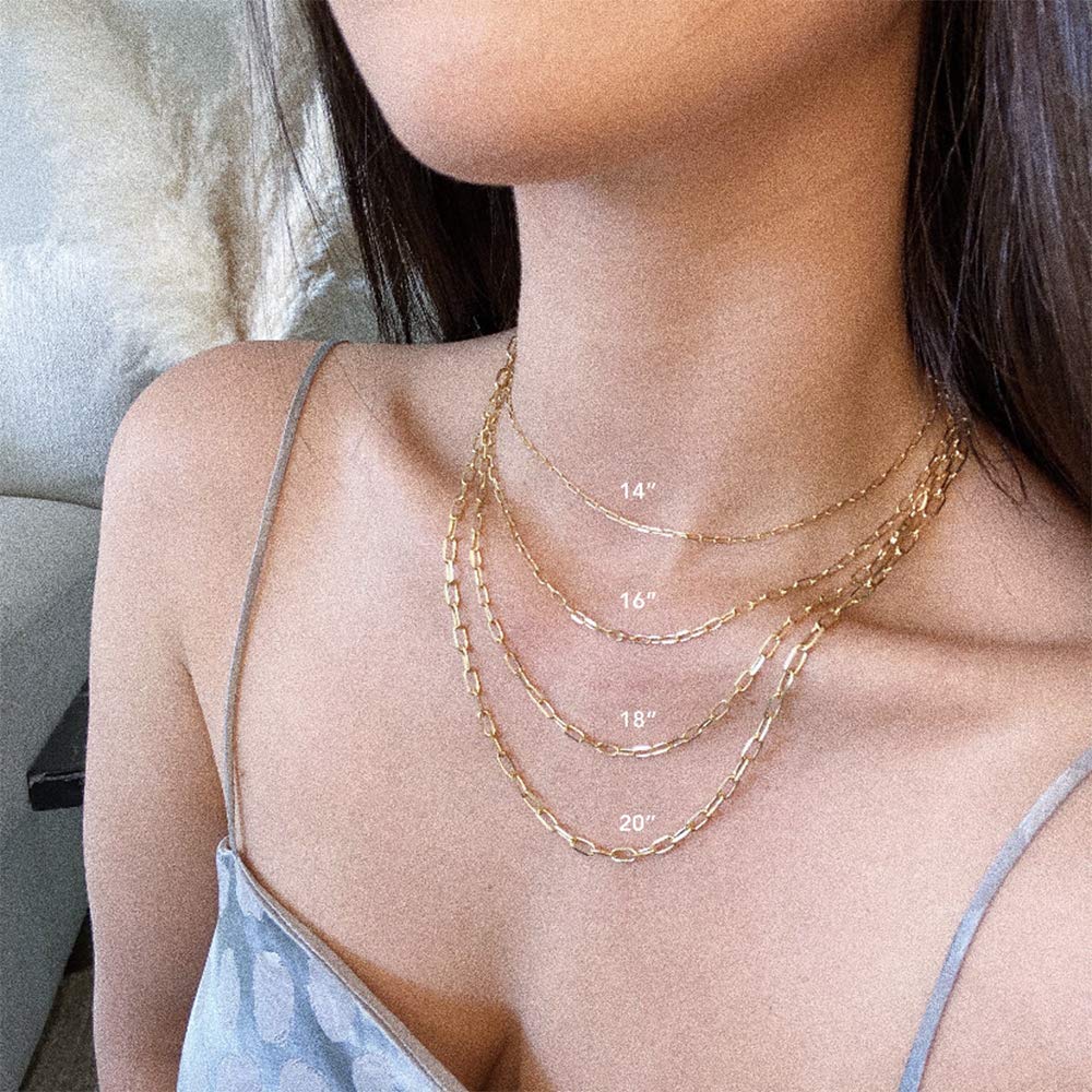 RELOVET 14K Gold Filled Link Chain Neclace Rectangle Paper